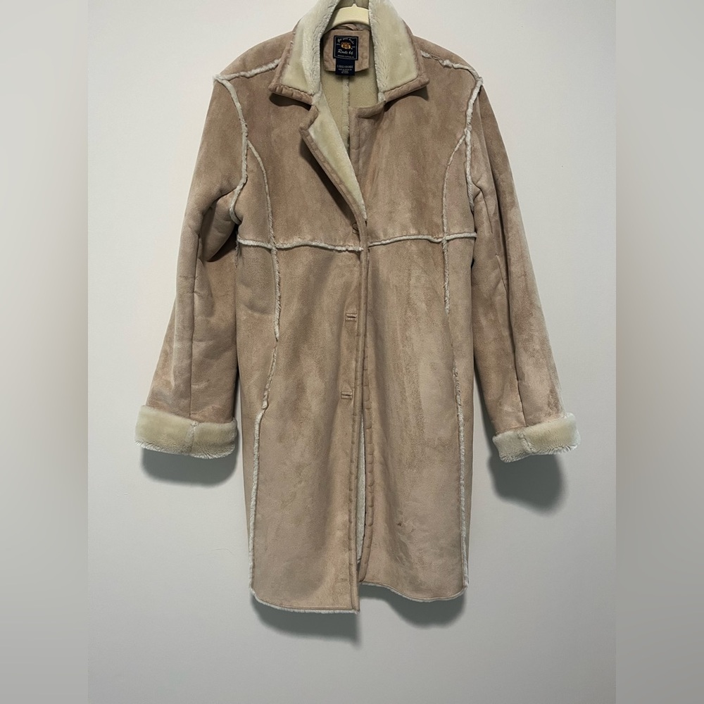 Route 66 faux suede and fur tan coat